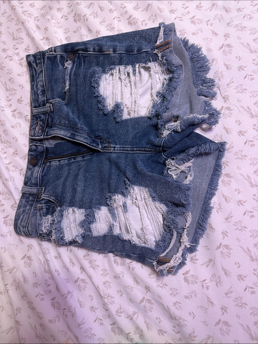 American Eagle Outfitters Distressed Dark Blue Denim Cutoff Shorts
